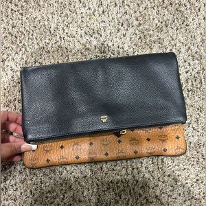 Black and Cognac Authentic Vintage MCM Logo Clutch